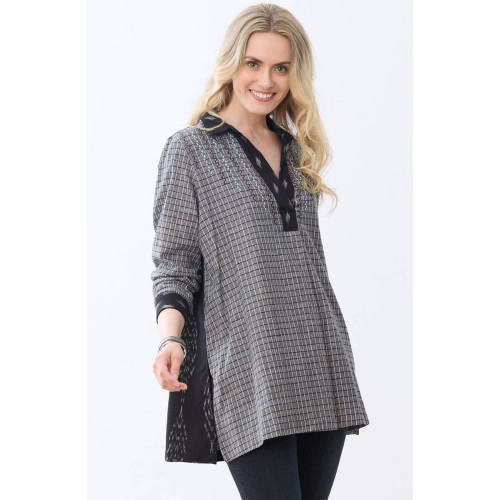 Savita Ikat Long-Sleeve Shirt - Black/Grey Savita Ikat Long-Sleeve Shirt - Black/Grey
