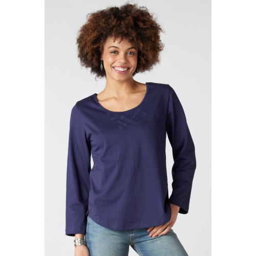 Maira Long-Sleeve Cotton Jersey Tee - Starlight Maira Long-Sleeve Cotton Jersey Tee - Starlight