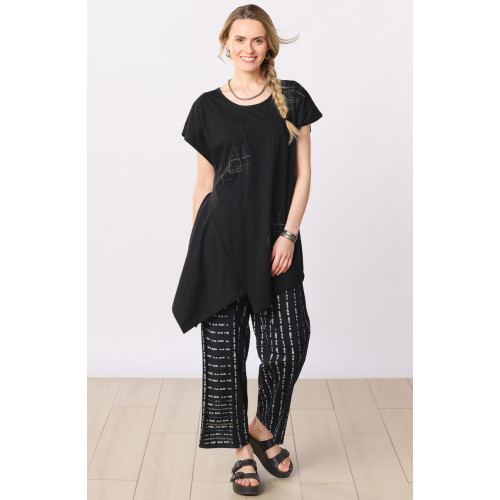 Karol Jersey Knit Straight-Leg Pant - Black/Natural Karol Jersey Knit Straight-Leg Pant - Black/Natural