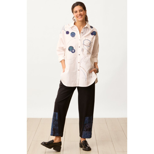 Agra Organic French Terry Barrel-Leg Pant - Black/Chindi Agra Organic French Terry Barrel-Leg Pant - Black/Chindi