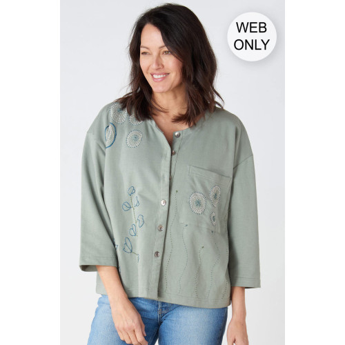 Mysore Organic French Terry Cardigan - Eucalyptus Mysore Organic French Terry Cardigan - Eucalyptus